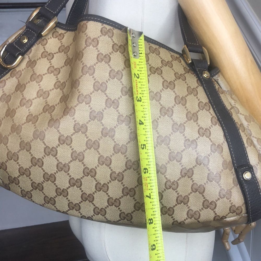 GUCCI GG Supreme Crystal Coated Canvas and Brown Leather Shoulder Bag - Picture 12 of 17